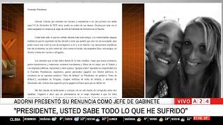 📢 MANUEL ADORNI RENUNCIÓ A LA JEFATURA DE GABINETE Y SERÁ REEMPLAZADO POR DIEGO SANTILLÁN