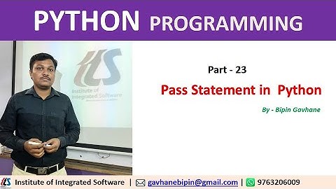 Part - 23 : pass Statement in Python | Hindi Language