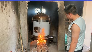 Nồi Nấu Rượu đun bằng Củi không khê không cháy, chỉ hơn 3 tiếng là xong 1 mẻ rượu 50L