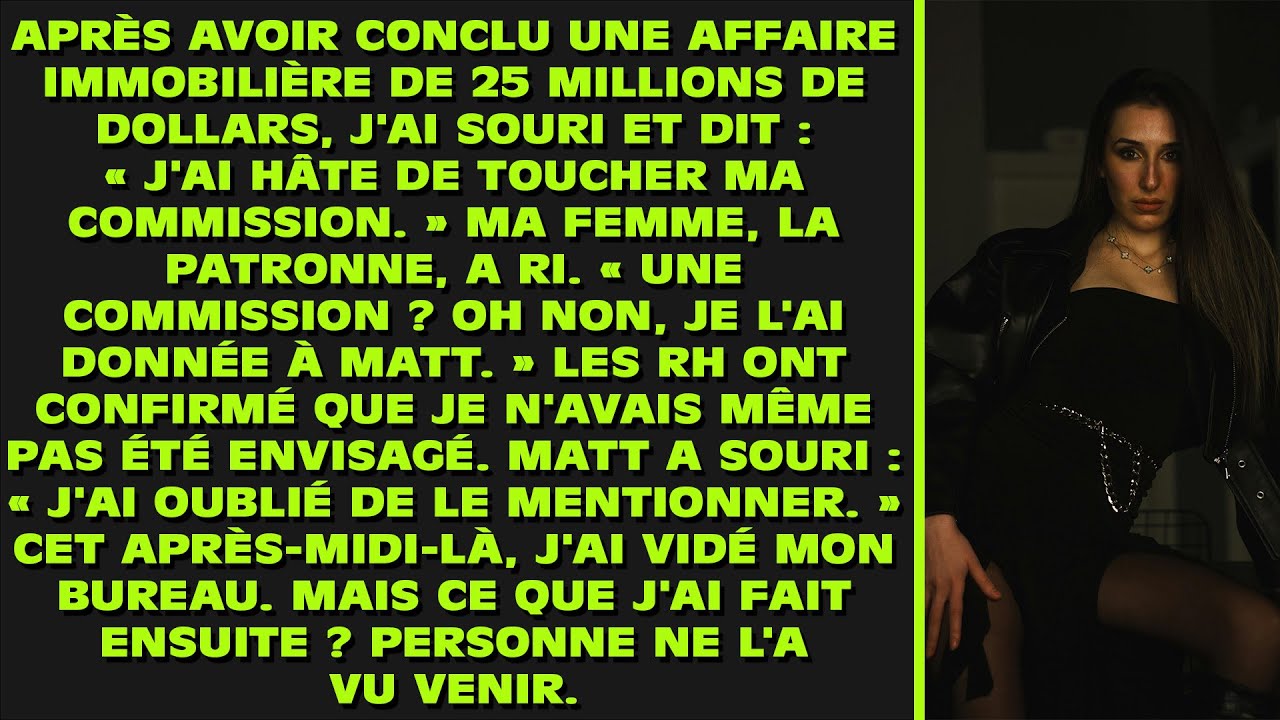Lors de la réunion de l'agence immobilière, je m'attendais à une augmentation — mais la femme de