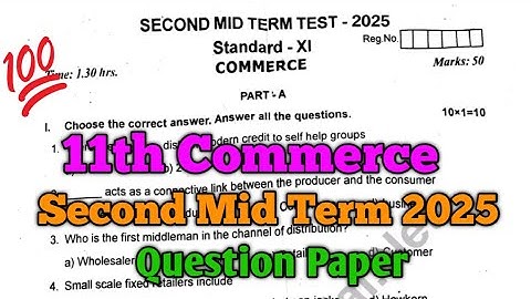 11th Commerce Second Mid Term 2025 Question Paper 
