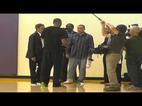 Ted Williams (Golden Voice" visits Kobe Bryant