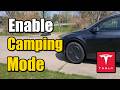How to Turn On Camping Mode & Keep A/C or Heat on in TESLA Vehicle - Easy Tutorial