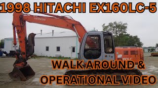 1998 Hitachi EX160LC 5 Excavator Walk Around & Operational Video    $34,900