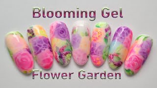 Blooming gel flower garden nail art. Nail art hack using blooming gel. Flowers nails for beginners