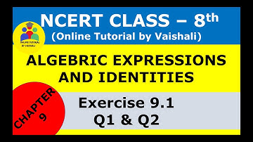 Algebraic Expressions and Identities - Exercise : 9.1 - Q1,Q2- NCERT Class 8th Maths by : Vaishali