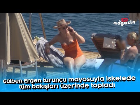 Gülben Ergen turuncu mayosuyla iskelede tüm bakışları üzerinde topladı