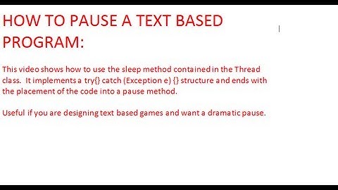 Java - Pausing a Program