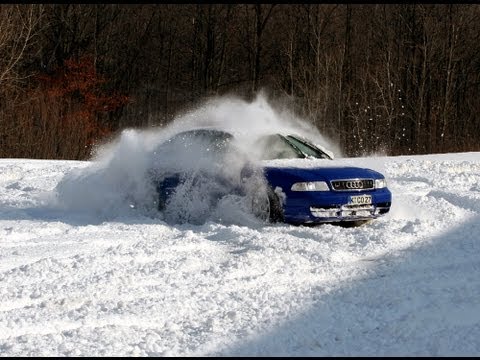 B5 Audi S4 biturbo quattro Stage III in deep wet snow...
