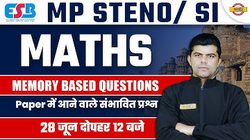 Maths Memory Based Questions | MP STENO/ MP SI 2023 | Maths by KARUN SIR | Exampur