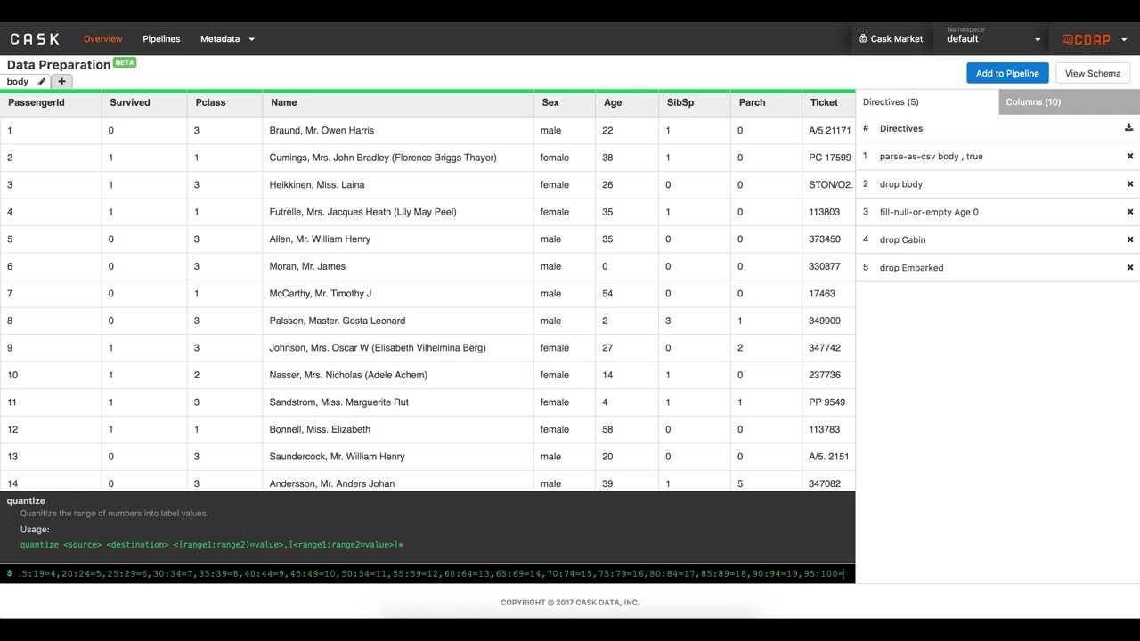Learn CDAP: [SCREENCAST] Quantize a column - Digitize