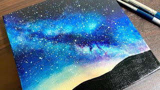 幻想的な天の川をアクリル絵の具で描く| メイキング｜Painting the fantastic Milky Way with acrylic paints.