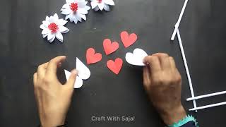 Easy Paper Wall Hanging Ideas / Heart Flower Wall decor / Cardboard Reuse /Room Decor DIY