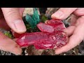 Accidentally discovered crystal mines dug up crystal clusters huge red crystals agate
