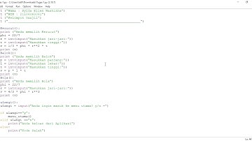 Program phyton sederhana menghitung volume bangun ruang