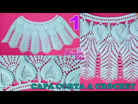 Video 5 modelos de capas tejidas a crochet paso paso capa corta con mangas y con cuellos por Milagros Ena a crochet y Manualidades