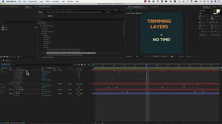 Trim Ae Layer to First and Last Keyframe or Marker