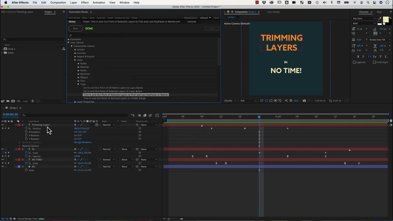 Trim Ae Layer to First and Last Keyframe or Marker YouTube