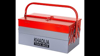 KHADIJA Metal 5 Compartment Professional Tool Box (Red Grey)