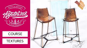 ✏️TEXTURES IN INTERIOR DESIGN DRAWING: video course (promo)