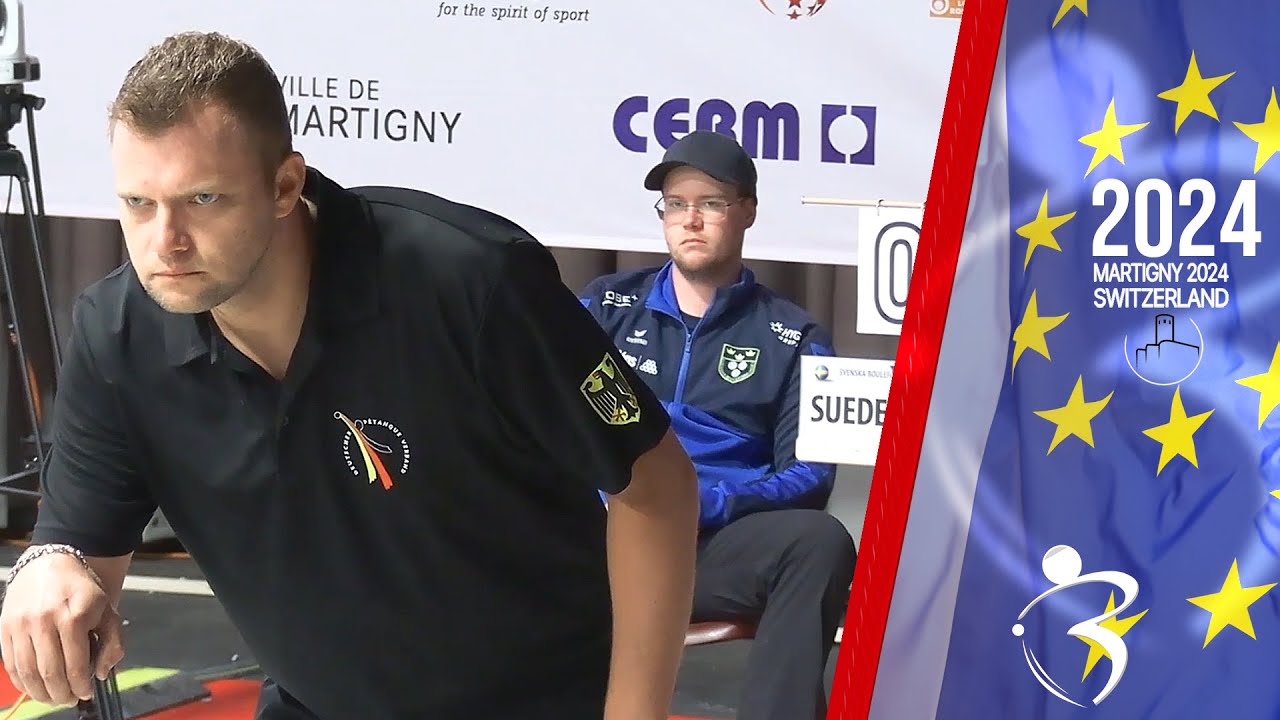 Miniature : Huitième du tête-à-tête SUÈDE vs ALLEMAGNE : Championnats d'Europe de pétanque à Martigny 2024