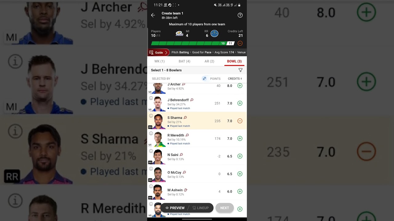 MI vs RR ipl match GL team 👌👍