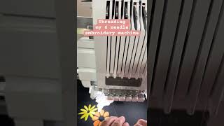 Threading my 6 needle brother pr680w embroidery machine. Threading a mulit needle embroidery machine