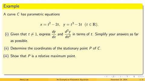 Parametric Equations and Applications of Differentiation