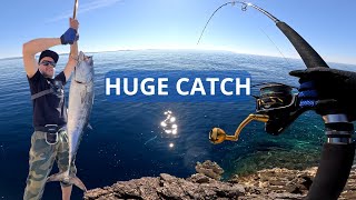 Massive Little Tunny from the Rocks! You Won’t Believe This Fight! | Shore Jigging Croatia