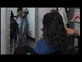 Silk Press and curls on long natural hair