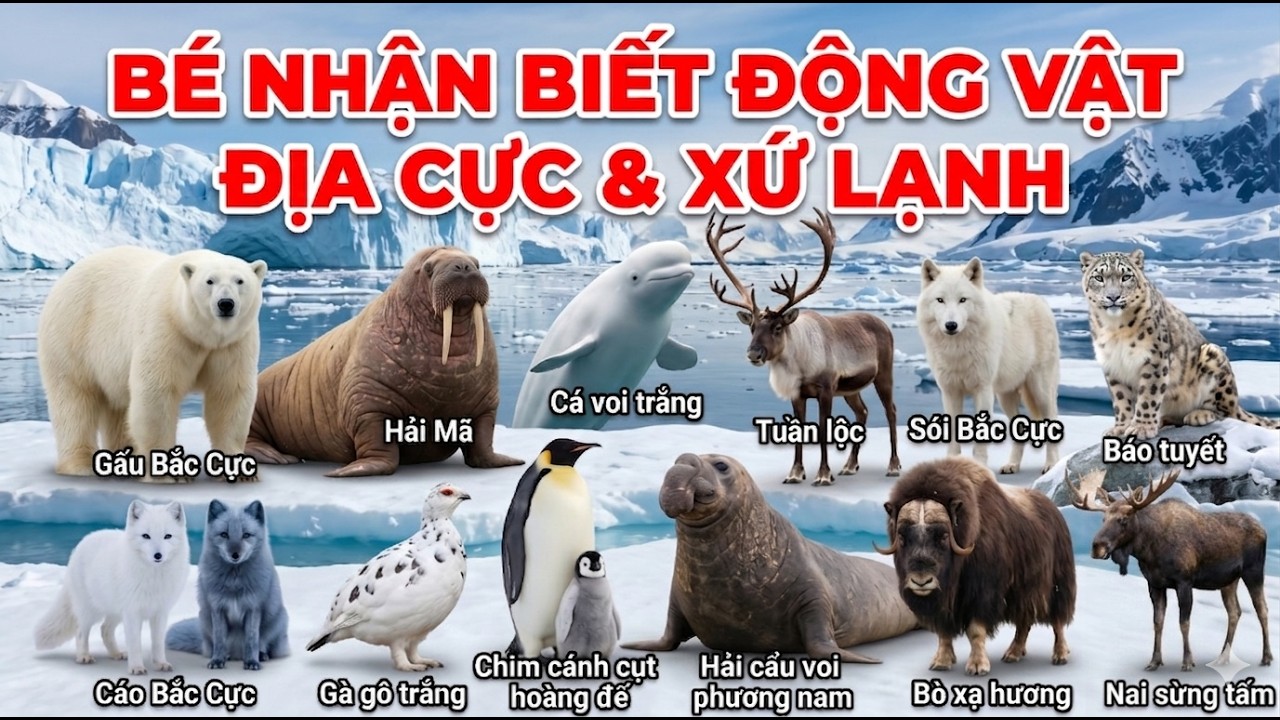 Дети узнают о животных полярных и холодных регионов ❄️ | Белухи, арктические лисы и многие другие...
