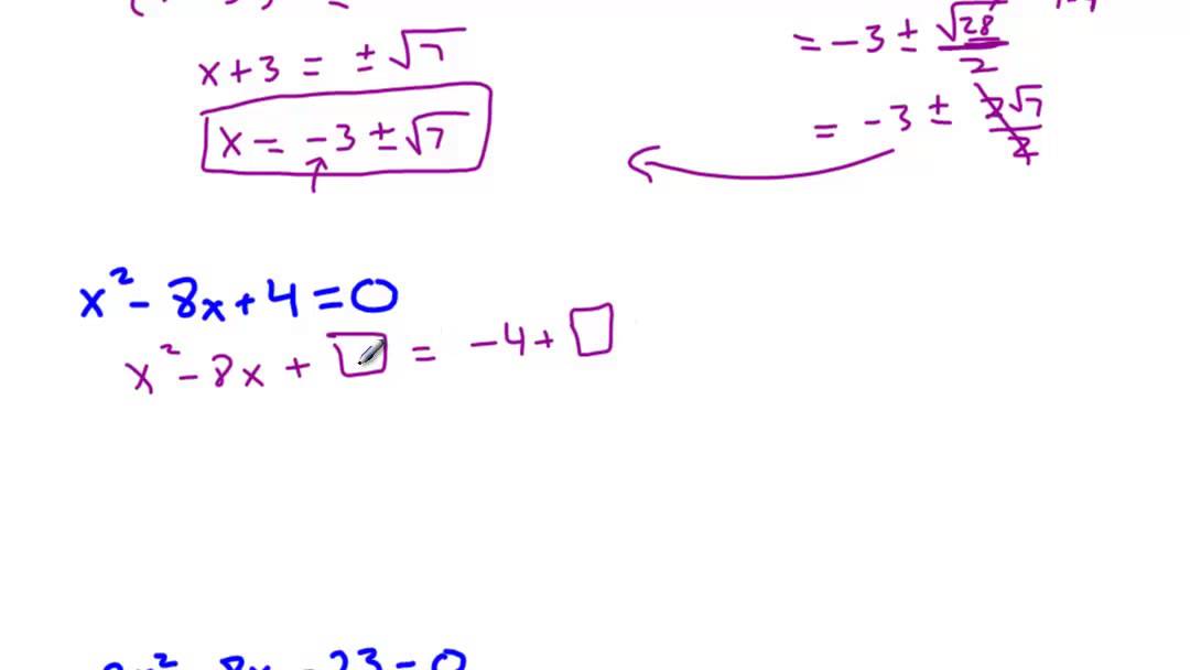 Advanced Algebra - Complete the Square to Solve Quadratic Equations vs