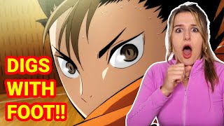 USC LIBERO REACTS TO NISHINOYA'S FOOT DIG!! HAIKYUU S1 E18 | Victoria Garrick