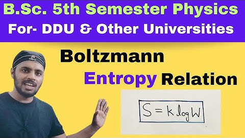 Boltzmann Entropy Relation|Statistical Mechanics|Unit 2|Lec 6|BSc|Physics|5th Sem.|All Universities