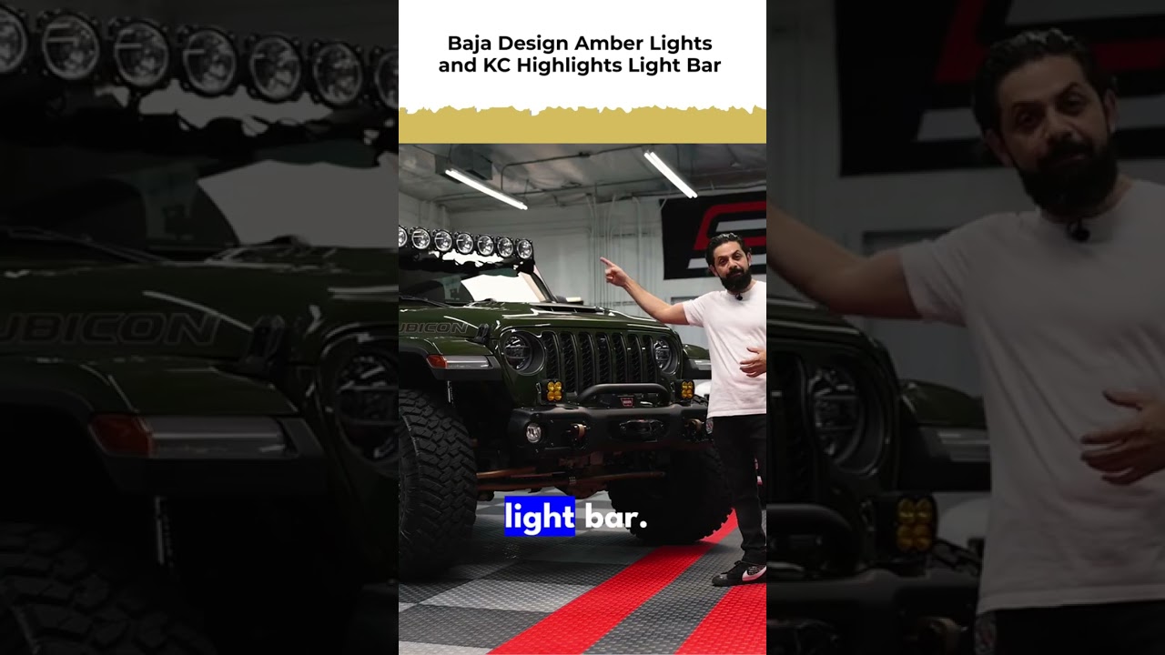 rubicon,baja design amber lights and kc highlights light bar