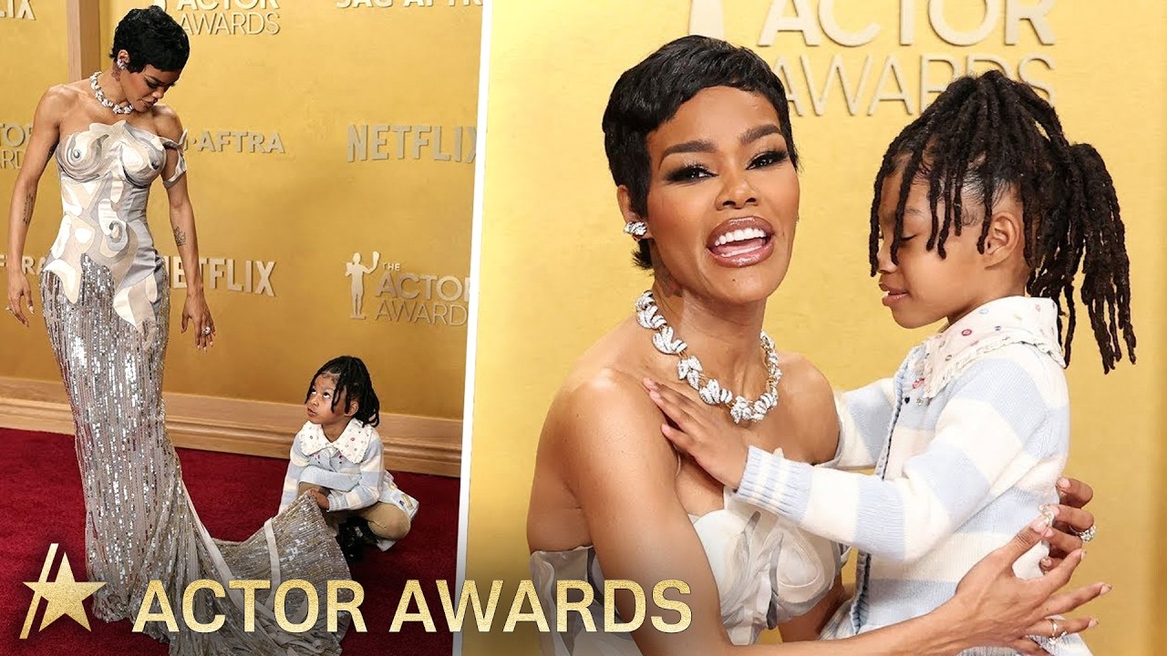 Teyana Taylor’s 5-Year-Old Daughter Rue Fixes Mom’s Dress at 2026 Actor Awards