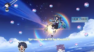 ✨۫ ꣑ৎ🌷My wanderer pulls on Sumeru Chronicle Banner 6.0 as a F2P˖ ִ𐙚💙🪷 C6R5 wanderer summons˚₊۶ৎ˙⋆ ☔