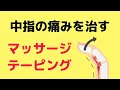 【ばね指・中指】マッサージとテーピングで改善します