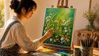 Relaxing Wildflower Painting 🌼 Acrylic Tutorial