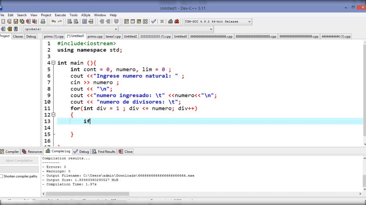 como saber los divisores de un numero en c++ (segunda parte) bucles