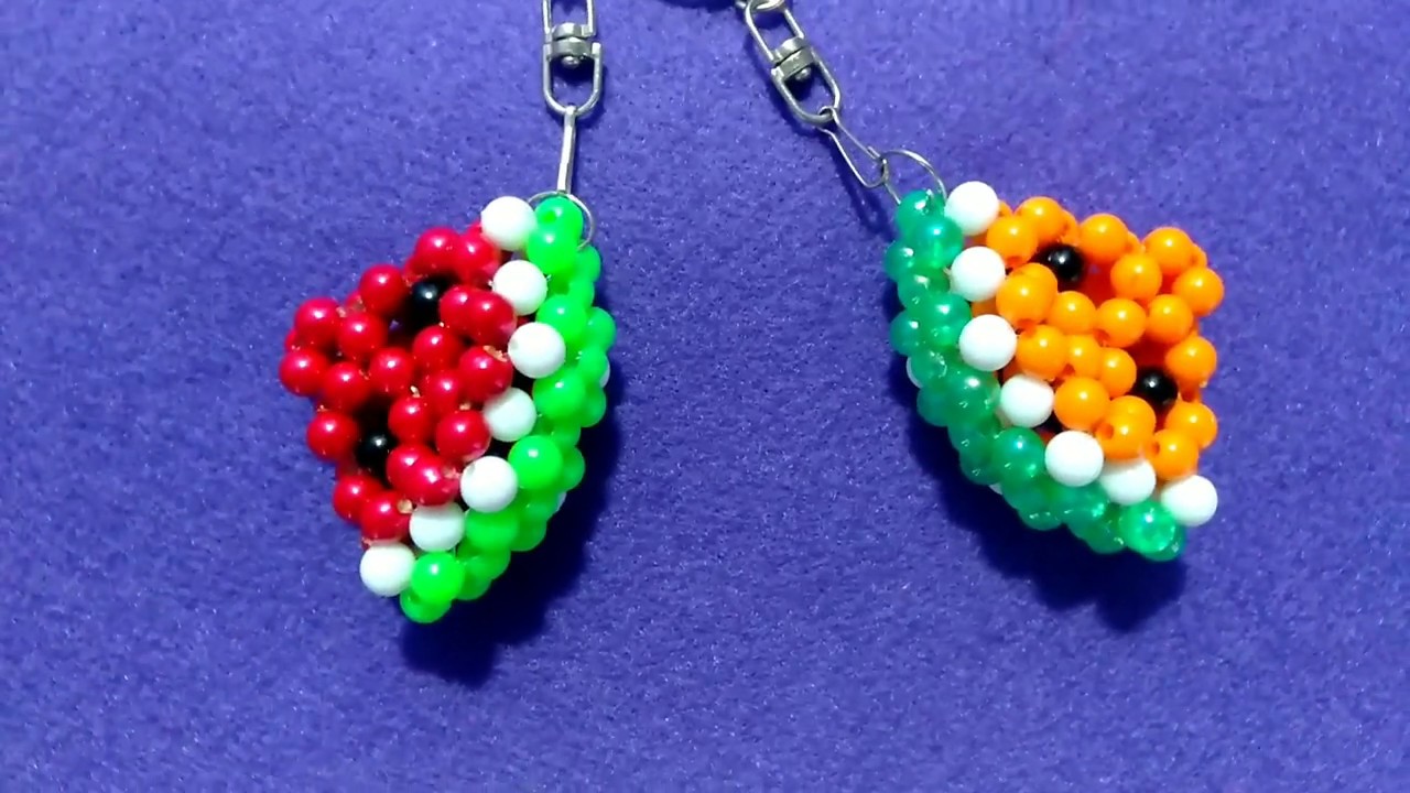 #Gantungan kunci semangka dari monte,watermelon beads keychain,manik-manik,akrilik,pelangi shop