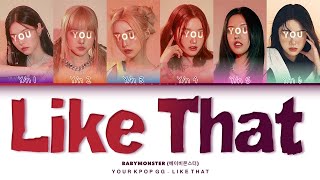 [REQUEST#2] Your Girl Group (6 Members) | LIKE THAT by BABYMONSTER | Color Coded Lyrics (reposted)