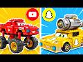 I Built Mc Queen YouTube vs Sally Snapchat in LEGO | RINO Bricks