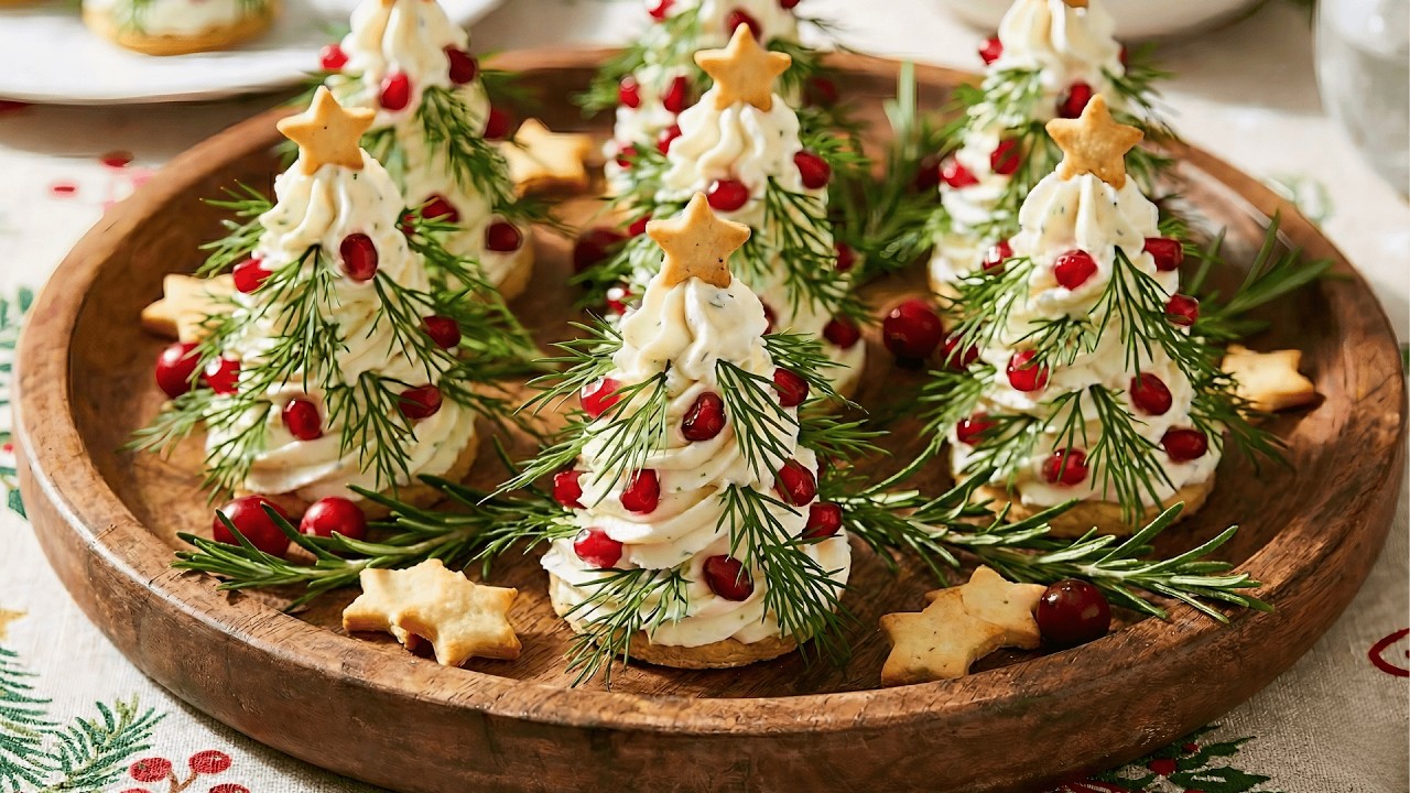 Creamy Cheese & DILL Christmas TREE With Pomegranate | 4K
