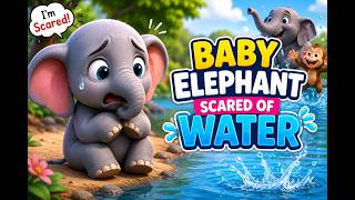 Baby Elephant Scared of Water 🐘💦 | A Cute & Heartwarming Cartoon Story