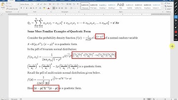 Quadratic Form, Distribution of Quadratic Form, & Cochran Theorem 3/5