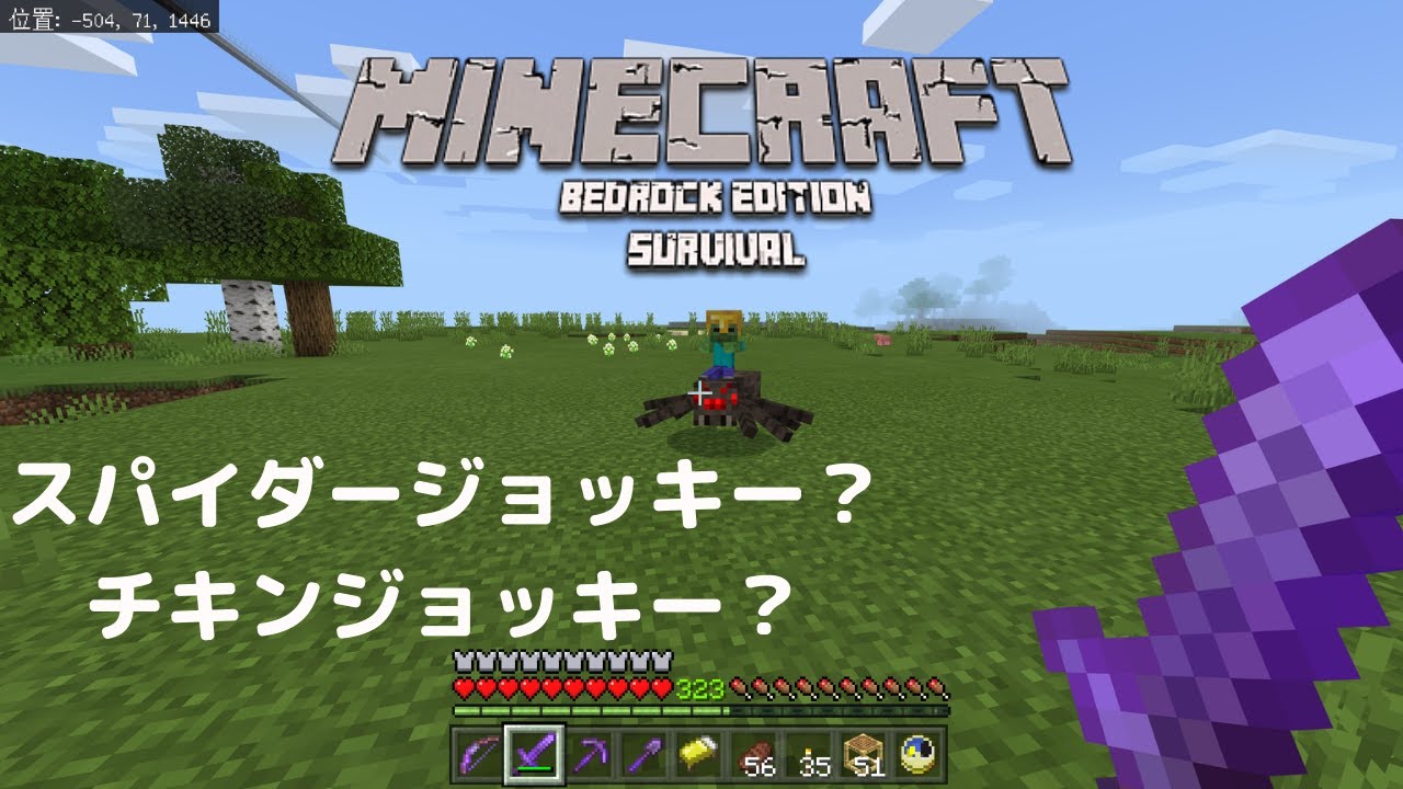 マインクラフト Minecraft スパイダージョッキーとチキンジョッキー Youtube