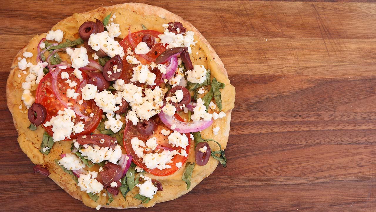 Grilled Mediterranean Pita Pizza Recipe | Vegetarian BBQ | The Domestic Geek