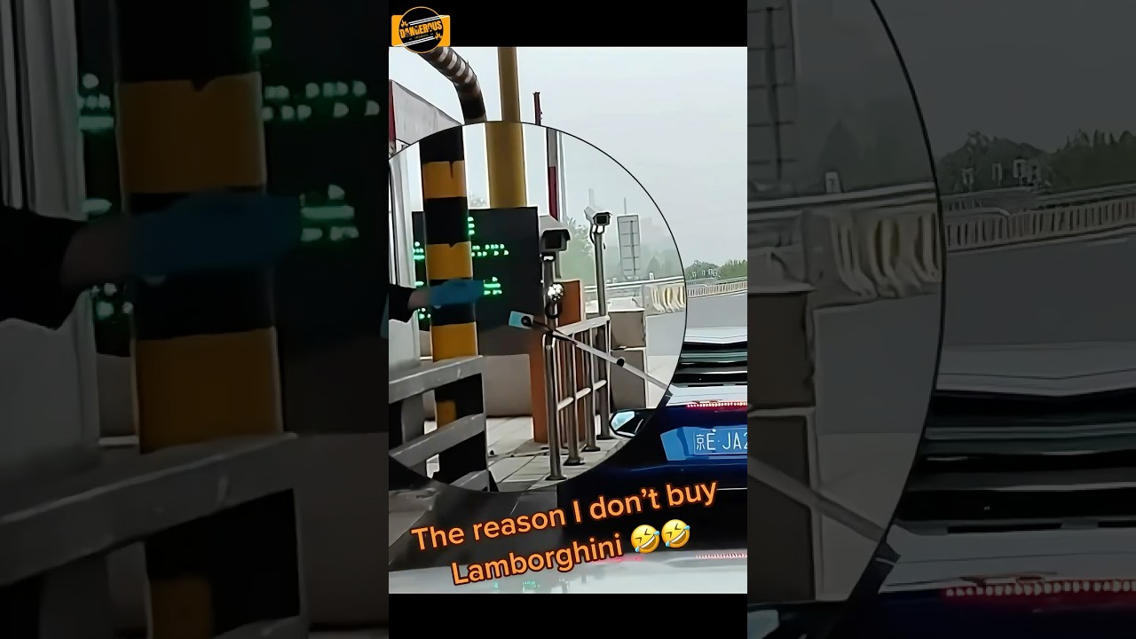 Lamborghini through toll booth