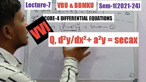 Differential equations sem-2 | Most Important Questions with solutions |PYQs #vbu #bbmku